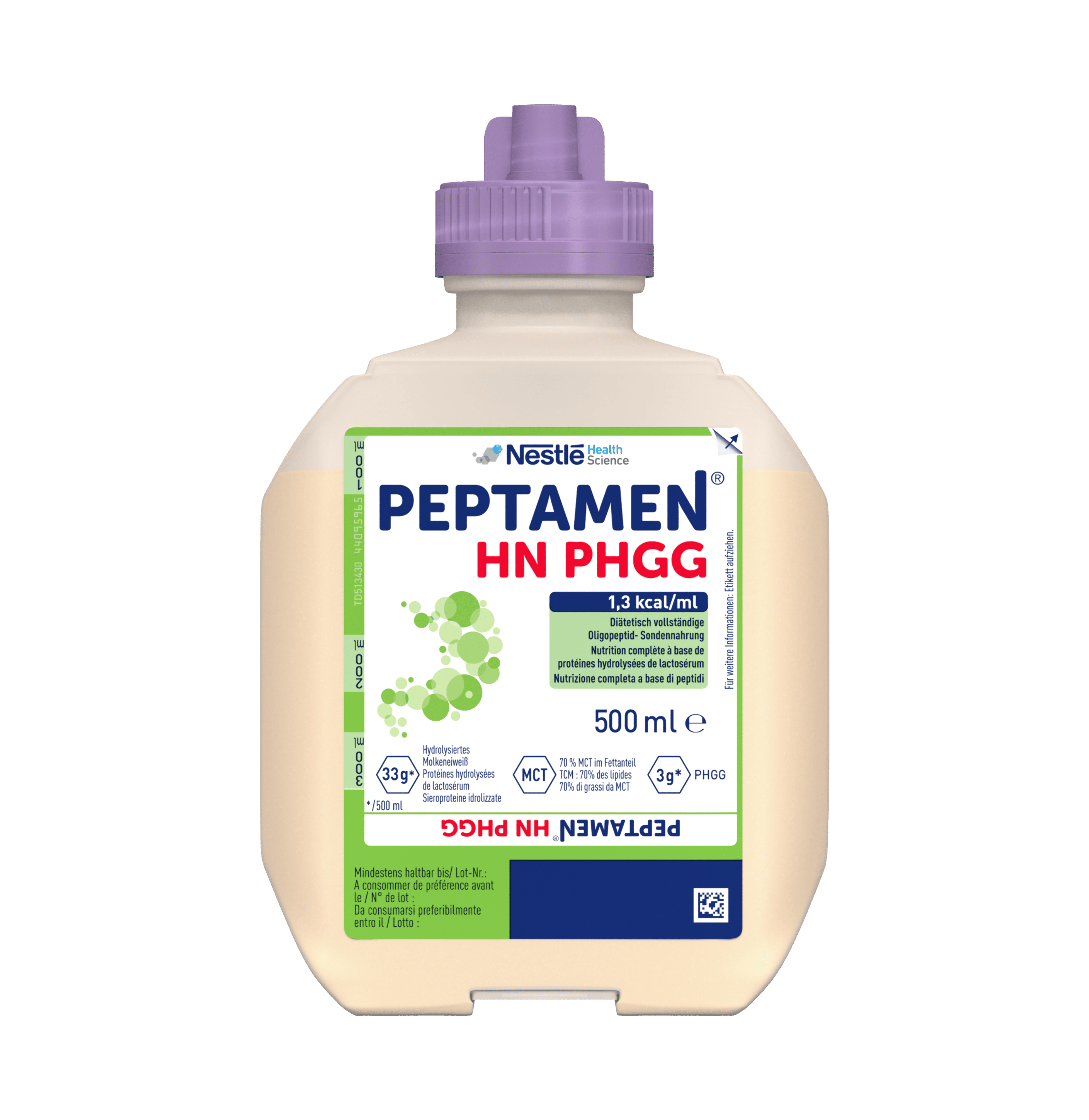 Повноцінна, висококалорійна, високобілкова суміш з харчовими волокнами для зондового харчування на основі пептидів Peptamen® HN PHGG, 500мл